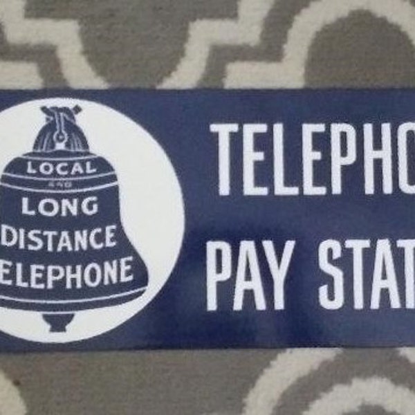 Telephone Pay Station Porcelain Sign Home Office Garage Shop Wall Decor