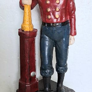 Fireman  Bank 13.5 Inch Cast Iron Gift Home Office Rescue Decor