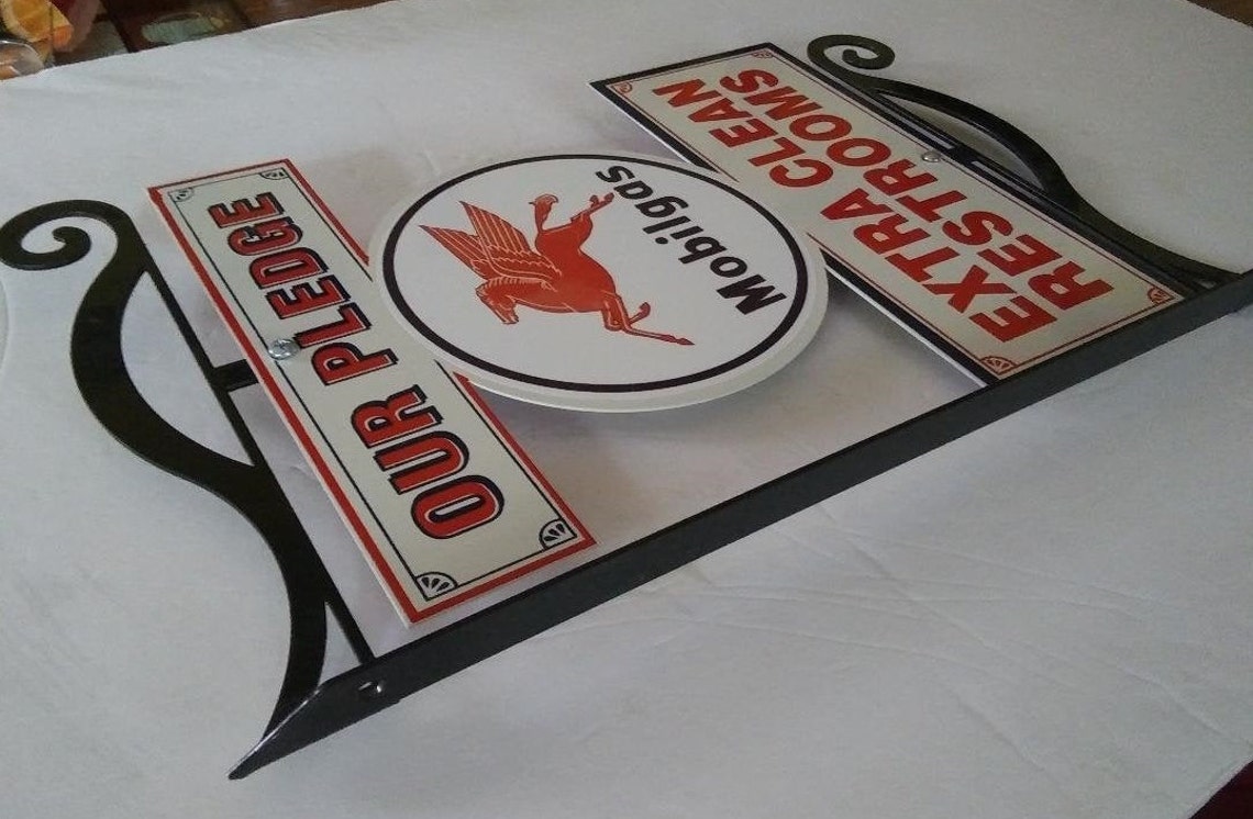 Mobilgas Extra Clean Restrooms Double Sided Flange Sign Cabin Etsy