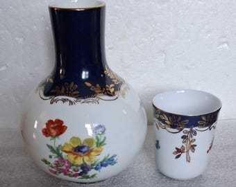 Juego de noche de porcelana y cristal con flores, ideal para el hogar y la oficina. Regalo coleccionable.