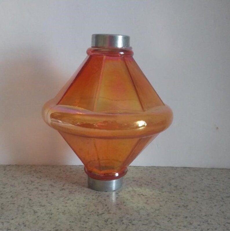 Electra Style Orange Carnival Glass Lightning Rod Ball Caps Etsy
