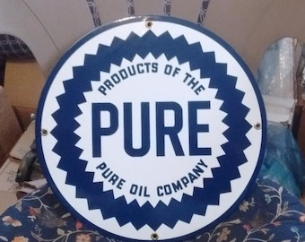 Pure Oil Company Porcelain Coat Sign Office Home Garage Shop Decor