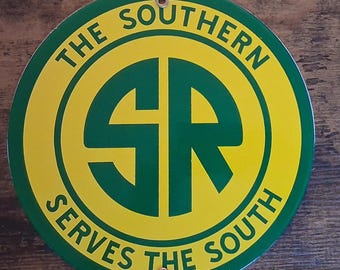 Southern Railroad SR  RR Porcelain Sign Railroad Home Office Garage Shop Bar Decor
