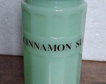 Vaso salero de canela y azúcar de vidrio jade de 11,4 cm (4,5 pulgadas) para cocina, hogar y oficina. Regalo coleccionable.