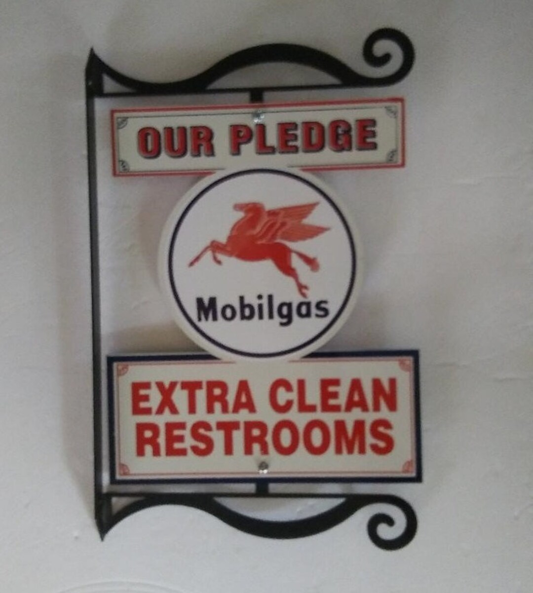 Mobilgas Extra Clean Restrooms Double Sided Flange Sign Cabin Etsy