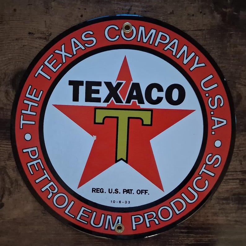 Texaco Background Texaco Gasoline Porcelain Sign 9 Inch Home Office Garage Shop Bar Decor ...