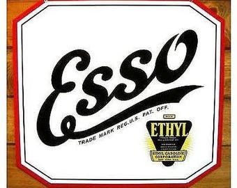 Esso Ethyl Heavy Steel Sign 22 x 20 Cabin Home Gas Station Garage Shop Farm Decor