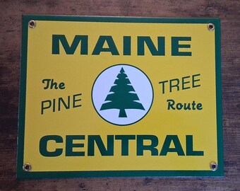 Maine Central RR Porcelain Sign Railroad Home Office Garage Shop Bar Decor