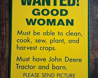 Se busca mujer John Deere, abrigo de porcelana, letrero para oficina, hogar, garaje, tienda