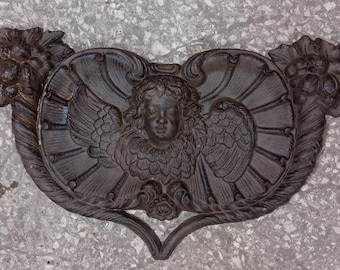 Cherub  Art Nouveau  22.5 Inch  Cast Iron Wall Mount Office Home Wall Decor
