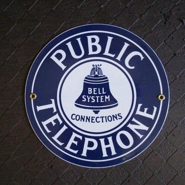 Public Telephone Porcelain Sign Bell System Home Office Garage Shop Wall Decor