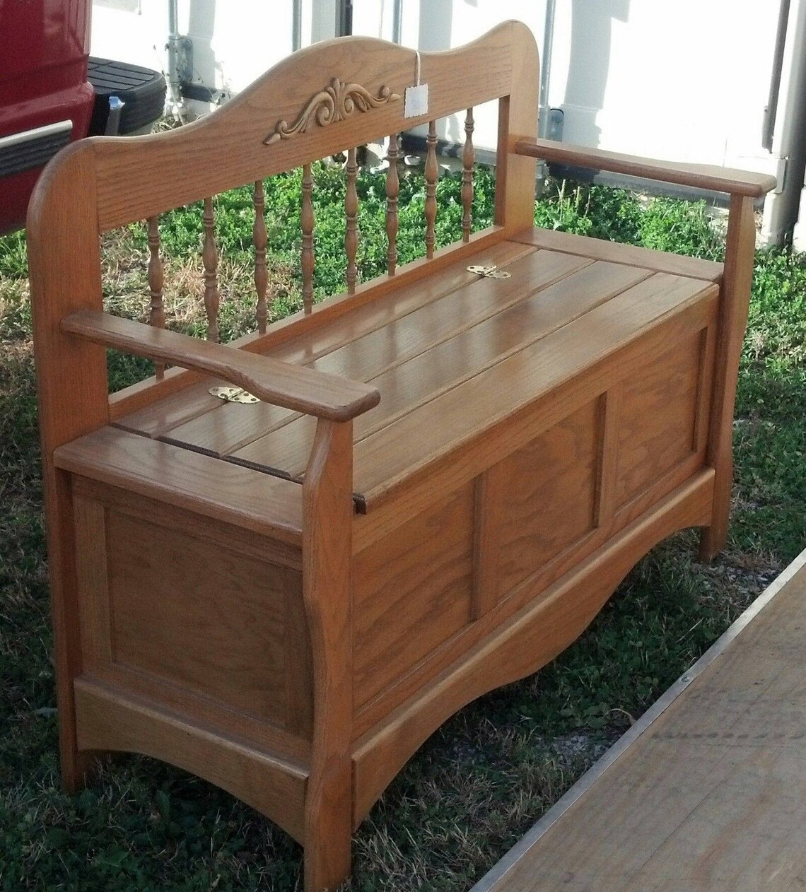 New Solid Oak Deacon Bench Storage Hand Made Cabin Entry Way Etsy
