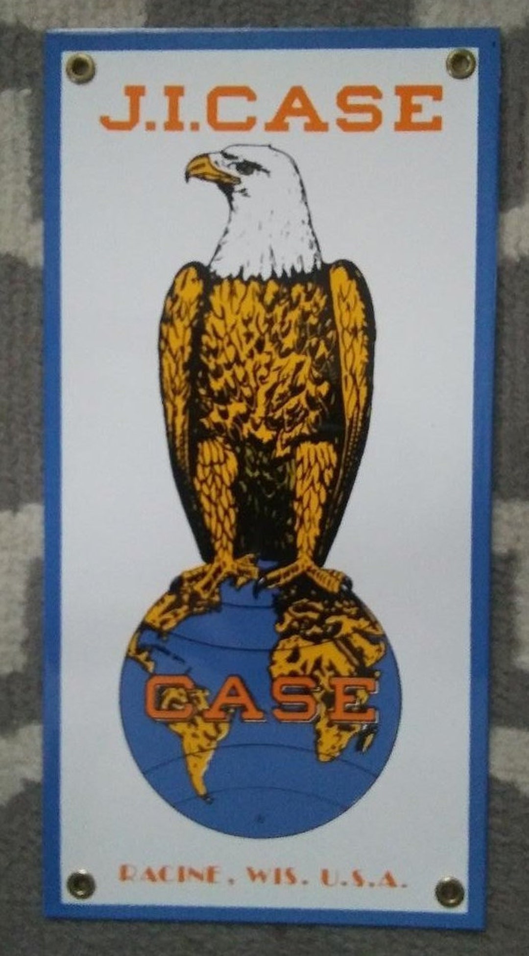 J.I. Case Single Sided Sign Tractor Eagle Home Office Garage Shop Farm ...