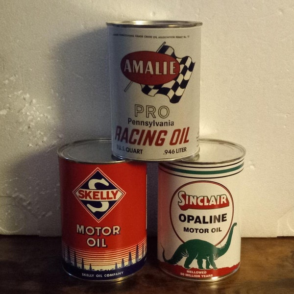 Oil Cans Paper Labels Amalie Sinclair  Skelly   Decor