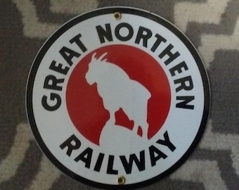 Great Northern Railway Porcelain Sign RR Motor Home Office Garage Shop Bar Decor