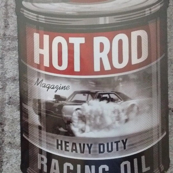 Hot Rod Racing Oil Heavy Metal Sign 20 Inch  Home Shop Garage Wall Decor