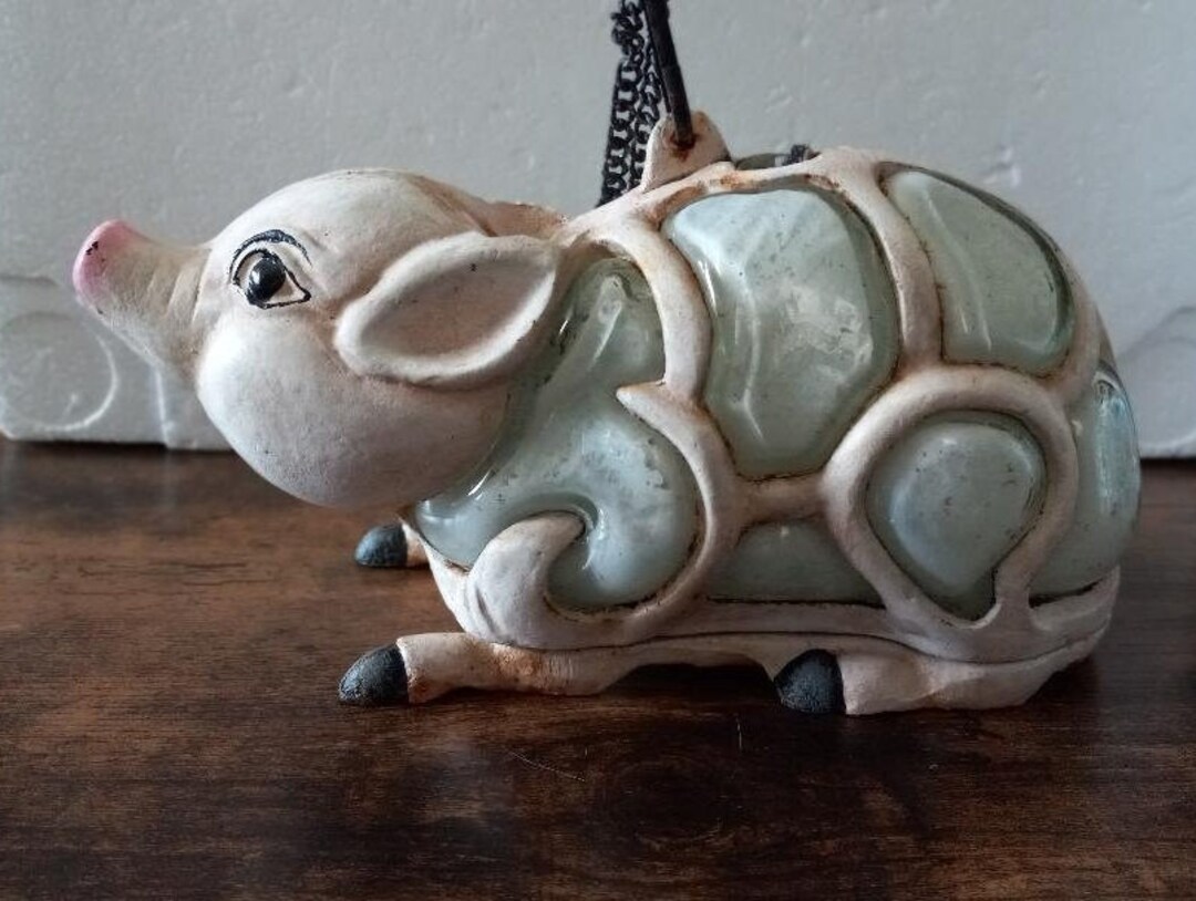 Pig Candle Holder Cast Iron Glass Home Office Collectible Gift Etsy