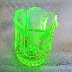 Vaseline Panel Toothpick Holder  Glass Home Office Gift Collectible