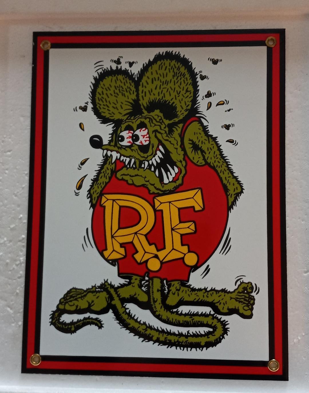 Rat Fink R.F. Porcelain Sign 12 Inch Home Office Garage Shop Farm