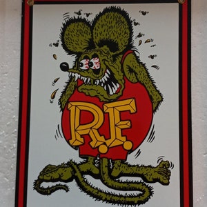 Rat Fink R.F. Porcelain Sign 12 Inch Home Office Garage Shop Farm