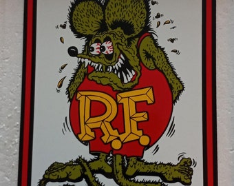 Rat Fink R.F. Porcelain Sign 12 Inch Home Office Garage Shop Farm