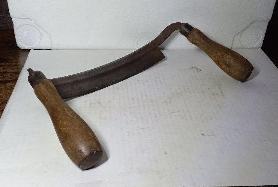 Couteau à Dessiner Et Écorcer Le Bois - Lame Incurvée 10" En Acier - Manche En Bois - Pour Travail Du Bois Et Tonnellerie