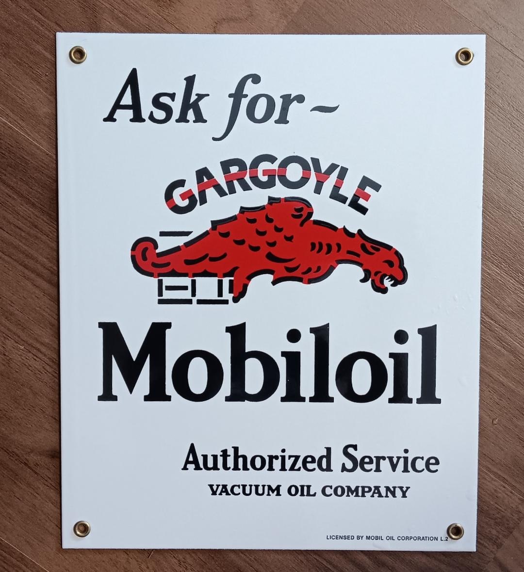 Gargoyle Mobiloil Porcelain Sign Home Office Garage Shop Wall