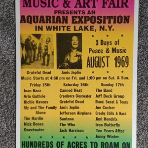 Póster del concierto de Woodstock, cartulina pesada, 14 x 22