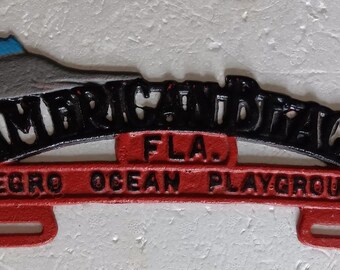 American Beach Fl License Plate Topper  Cast Iron Gift Home Collectible
