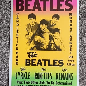 Poster Concert des Beatles de 1966, papier cartonné épais
