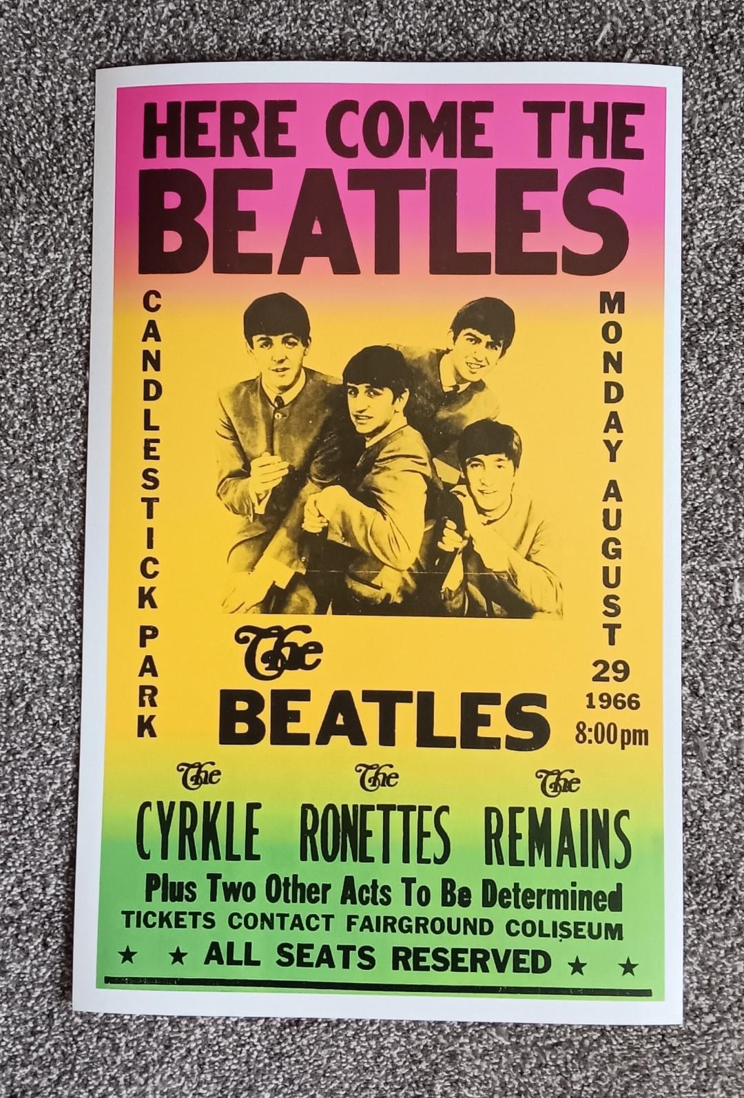 VINTAGE SID BERNSTEIN PRESENTS THE BEATLES POSTER AUG 15