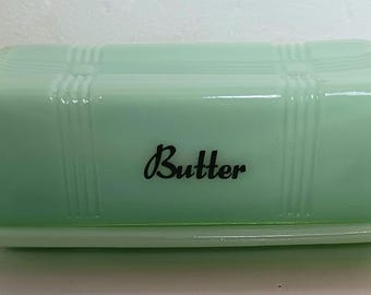 Butter Stick Dish Glass Jade Kitchen Home Office Gift Collectible