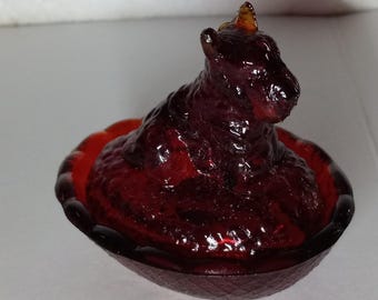 Scottie Hund Auf Nest Salzrotem Glas Home Office Geschenk Sammlerstück