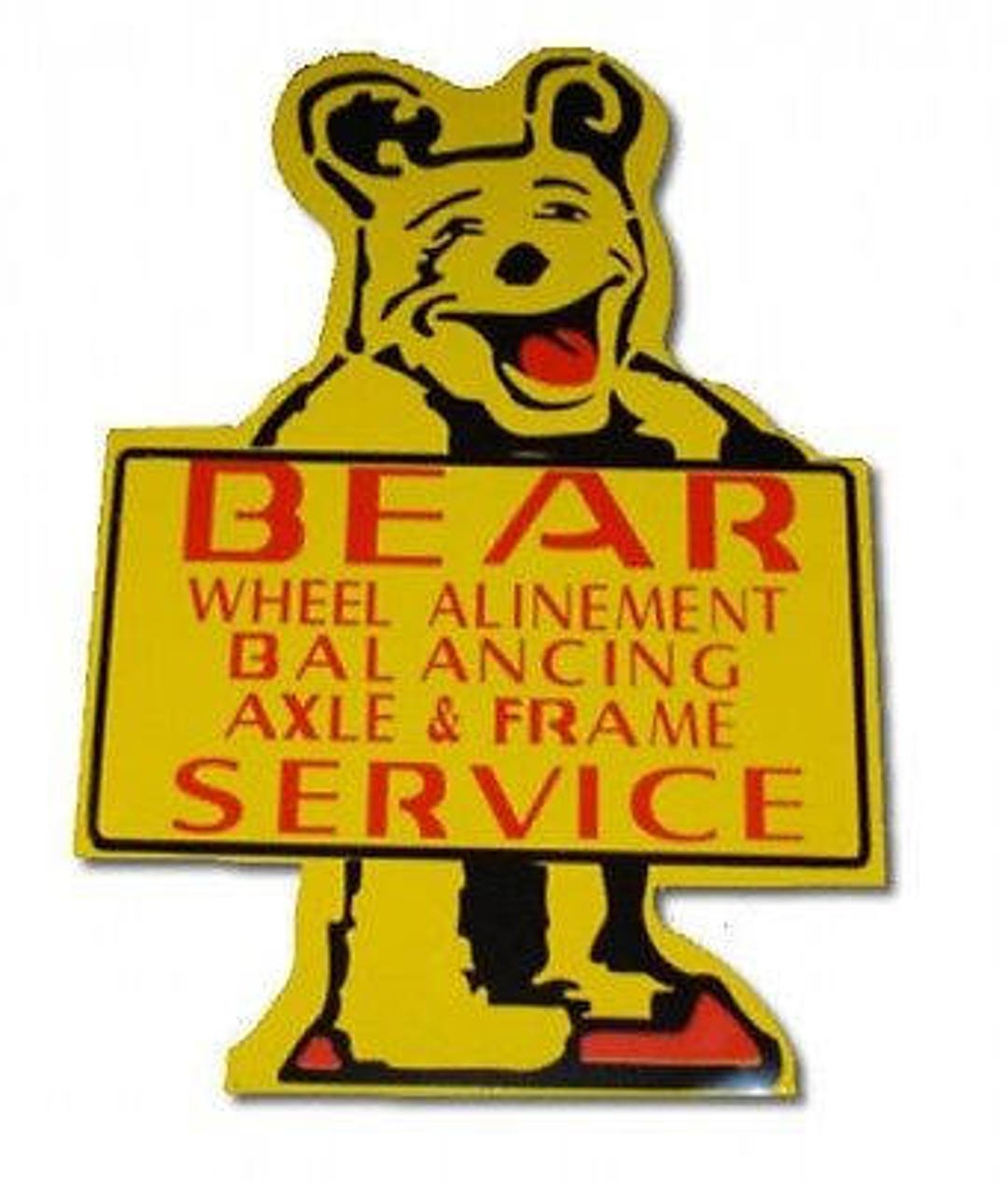 Bear Wheel Alignment Heavy Metal Die Cut Sign Gas Station Cabin Home