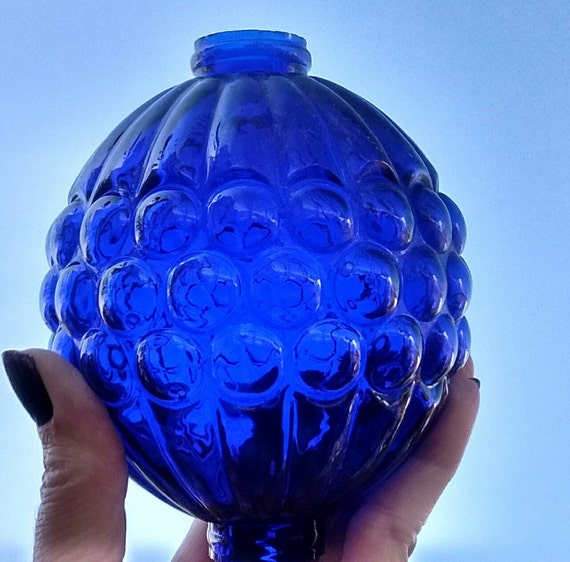 Cobalt grape glass lightning rod ball roof cabin decor weathervane globe