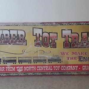 Train Timber Tot  RR Sign Railway