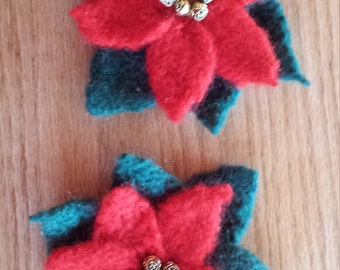 Felted Poinsettia Brooch