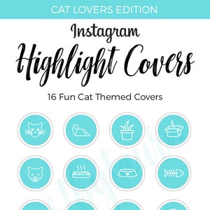 Instagram Highlight Covers | Cat Icons | Cat Highlight Covers | Instagram Stories | Teal Highlight Covers