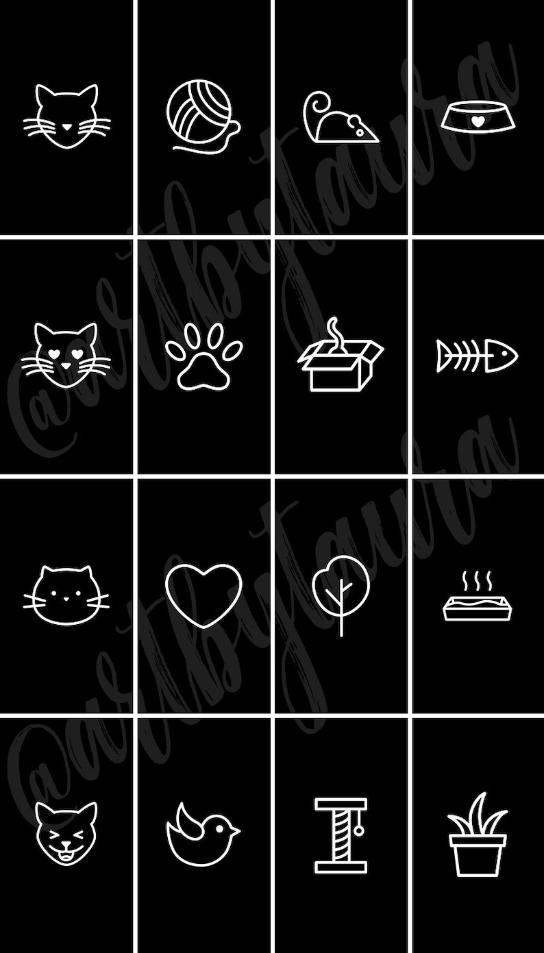 Instagram Highlight Covers Black Highlight Covers Cat - Etsy