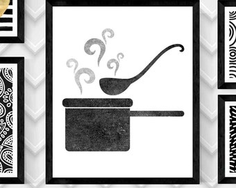 KITCHEN Art Print,POT WITH Ladel Print,Kitchen Wall Art,Digital Kitchen Print,Kitchen Print,20”x24” Digital Download Print,Digital Art