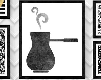 KITCHEN Art Print,TURKISH COFFEE Pot Print,Kitchen Wall Art,Digital Kitchen Print,Kitchen Print,20”x24” Digital Download Print,Digital Art