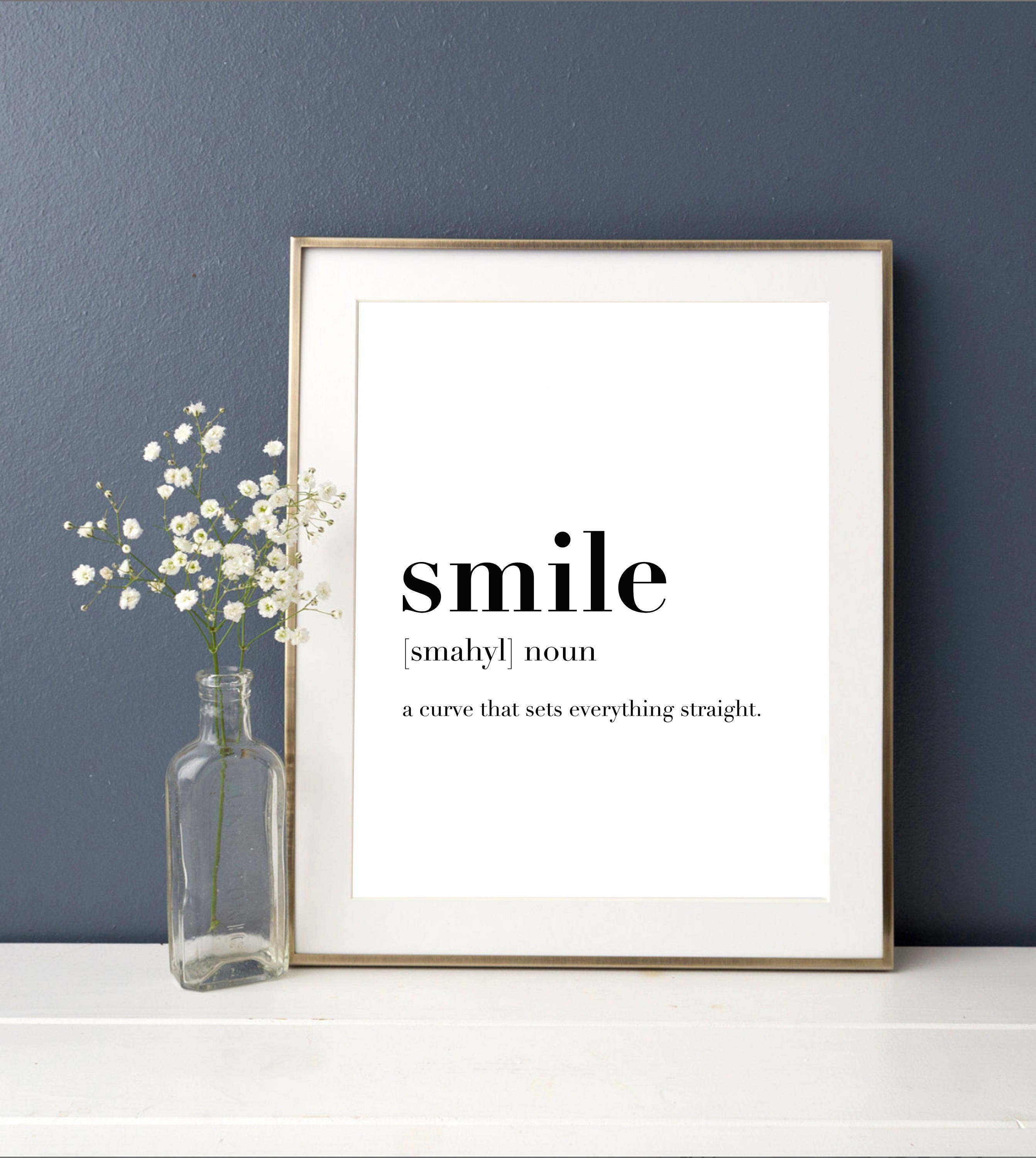 Smile Definition Home Decor Bedroom Decor Definition Print Etsy