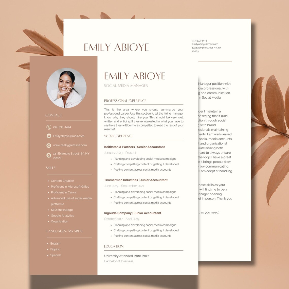 Autumn Brown Resume Template CV - Il 1140xN.6199082896 6hk3 