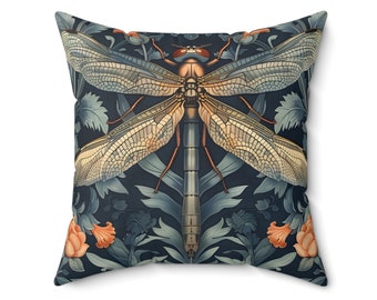 Cuscino Dragon Fly Cuscino ispirato a William Morris Stravagante Dragon Fly Floral Garden Retro Charm Home Decor Cuscino decorativo country