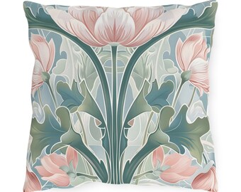 Almohadas para exteriores Cojines de jardín inspirados en William Morris Patrón de peonías florales vintage Cojín decorativo exterior Estilo casa de campo