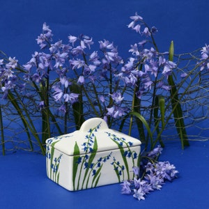 Bluebell Butter Dish can be Personalised Hand Painted Not Personalised