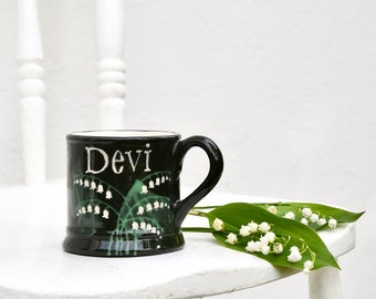 Lily of the Valley Country Mug - can be Personalised - Hand Painted