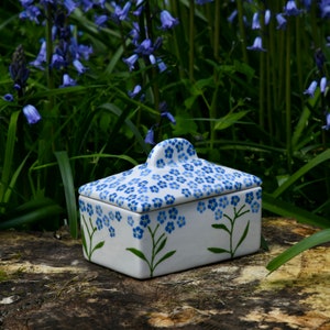 Forget-me-not  Butter Dish - can be Personalised - Hand Painted