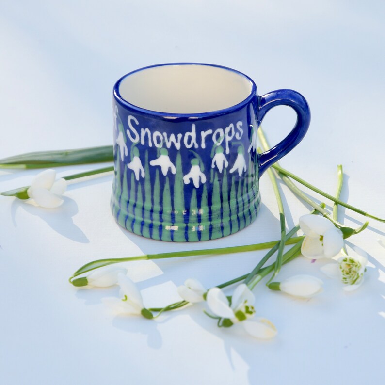 Snowdrop Little Mug can be Personalised Hand Painted Personalised