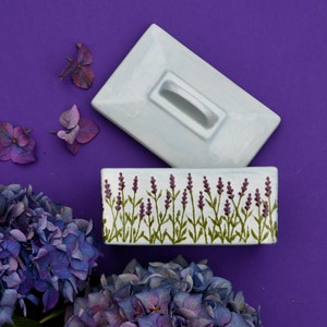 Lavender Butter Dish - can be Personalised - Hand Painted